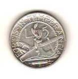 SV * San Marino 5 LIRE 1935 * ARGINT .835 * Fortis in Temperantia * XF + / AUNC