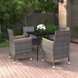 vidaXL Set mobilier de grădină cu perne 5 piese poliratan &amp; sticlă