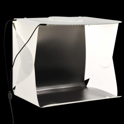 vidaXL Cort foto cu LED-uri pliabil, alb, 40 x 34 x 37 cm, plastic foto