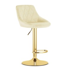Scaun de bucatarie/bar, Artool, Kast, rotativ, catifea, bej si auriu, 45.5x49x85-105 cm
