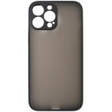 Husa spate policarbonat gri semitransparent + TPU negru, butoane rosii, pentru Apple iPhone 13 Pro Max