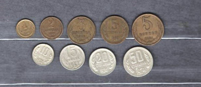 URSS (RUSIA) - LOT 9 MONEDE 1, 2, 3, 5, 5, 10, 15, 20, 50 COPEICI (3) foto