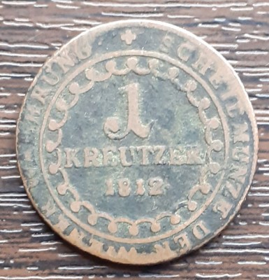 (M99) MONEDA AUSTRIA - 1 KREUZER 1812, LIT. E, MONETARIA ALBA IULIA, MAI RARA foto