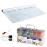 Set Rola de hartie pentru scris si desenat cu 4 markere si 140 pixuri cu gel cu sclipici, Altele