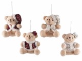 Set 4 ornamente brad Ursuleti textil multicolor 10.5x8x13 cm