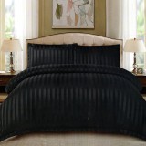 Cumpara ieftin Lenjerie Damasc Stripe Negru 4 Piese (Finet)