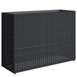 Outsunny Jardinieră &icirc;nălțată din rășină &icirc;mpletită, suport flori cu vas detașabil și picioare reglabile, cadru din oțel, negru | Aosom Romania