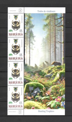 ROMANIA 2024-TROFEE DE VANATOARE, 4 SERII CU MANSETA DIN COALA DE POSTA-LP 2474 foto