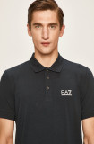 EA7 Emporio Armani Tricou Polo bărbați, culoarea albastru marin, material neted