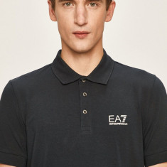 EA7 Emporio Armani Tricou Polo bărbați, culoarea albastru marin, material neted