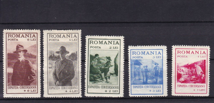 ROMANIA 1931 LP 93 EXPOZITIA CERCETASEASCA SERIE CU SARNIERA