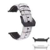 Curea din piele naturala, compatibila Samsung Galaxy Watch8 Classic 46mm, Alb/Gri