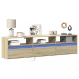 VidaXL Dulap TV de perete cu lumini LED, stejar sonoma, 180x31x45 cm