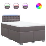 Cumpara ieftin Pat box spring cu saltea, gri, 120x190 cm, piele ecologica