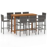 Cumpara ieftin Set mobilier bar de gradina, 9 piese, gri
