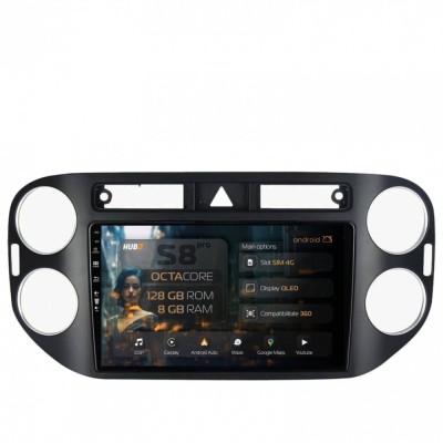Navigatie Volkswagen Tiguan (2008-2010) 8GB RAM Android 13 Octacore Slot Sim 4G DSP GPS Wi-FI Carplay Android Auto USB Bluetooth Waze Touchscreen 9 In foto
