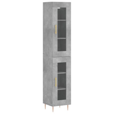Dulap inalt, gri beton, 34,5x34x180 cm, lemn prelucrat foto