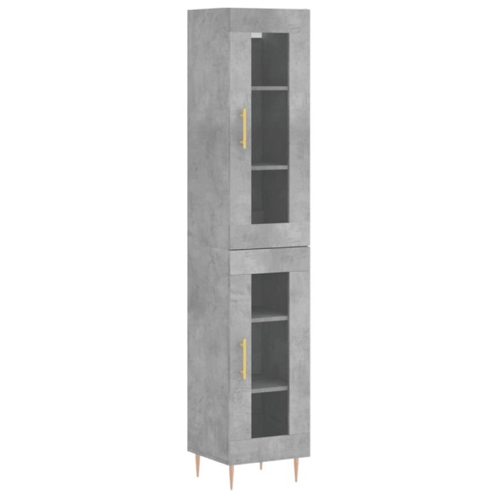 Dulap inalt, gri beton, 34,5x34x180 cm, lemn prelucrat