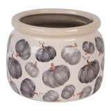 Cumpara ieftin Ghiveci flori ceramica gri bej Dovleac 20x15 cm