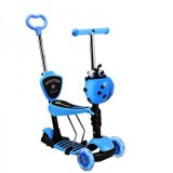 Trotineta Copii Scooter 5in1 2-7 Ani 40Kg cu Manere O si T Albastra