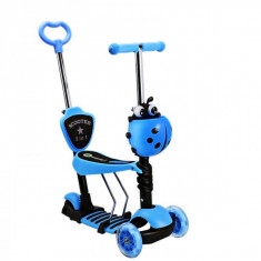 Trotineta Copii Scooter 5in1 2-7 Ani 40Kg cu Manere O si T Albastra foto