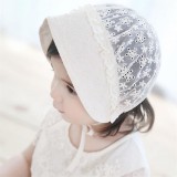 Boneta Bebelușă Ivoire cu Flori Brodate Bumbac, 3-6 Luni, 6-9 Luni. Căciulă Fetițe cu &Icirc;nchidere Sub Bărbie
