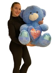 Urs de plus albastru cu inima Te Iubesc 70cm