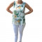 Bluza de vara tip maiou,Florice, imprimeu exotic-flower, nuanta de alb