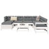Gossi set canapea de gradina, 8 piese, alb, lemn masiv de pin