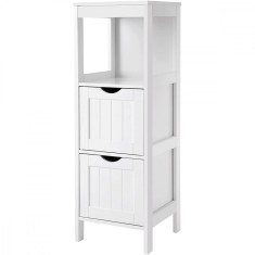 Dulap baie, Vasagle, placa MDF, 1 raft, 2 sertare, alb, 30x30x89 cm