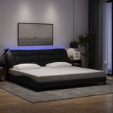 Cumpara ieftin Cadru de pat cu LED fără saltea țesătură neagră 200x200 cm