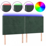 Cumpara ieftin Tablie de pat cu LED, verde inchis, 200x5x118/128 cm, catifea