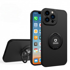 Husa de protectie Eagle eye pentru Apple iPhone 13, Rezistenta la socuri, Protectie camera, Cu inel de prindere magnetic negru, Flippy, Negru