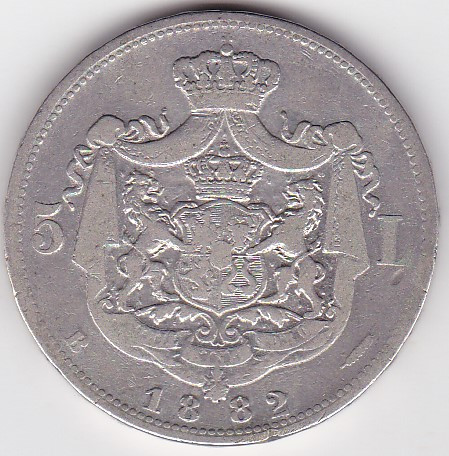 ROMANIA 5 LEI 1882