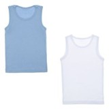 Set Maiouri din Bumbac Ribbed Alb și Ciel pentru Copii, CMCLASS