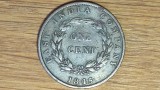 R10 Straits Settlements -raritate coloniala exotica- 1 cent 1845 an unic - Victoria, Asia
