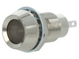Lampa LED roșie 12VDC &Oslash;12,7mm IP67 alamă