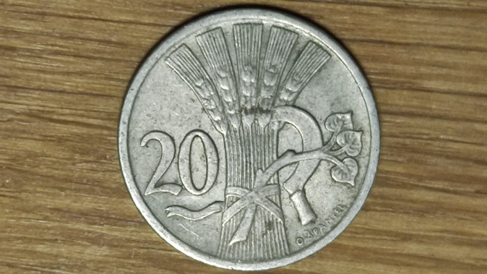 Cehoslovacia - moneda de colectie istorica - 20 haleru 1937 - foarte frumoasa !