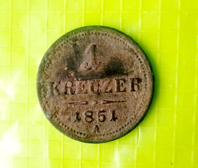 D354-Moneda 1 Kreutzer 1851-A bronz diam 2.3 cm. foto