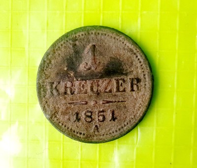 D354-Moneda 1 Kreutzer 1851-A bronz diam 2.3 cm. foto