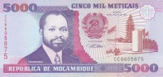 Bancnota Mozambic 5.000 Meticais 1991 - P136 UNC ( vezi descriere )
