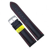 Curea de ceas Morellato Race Microfori - Neagra cu cusatura rosie - 18mm 20mm