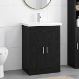 Cumpara ieftin Set de mobilier pentru baie Stejar Negru 61 x 40 x 84,5 cm