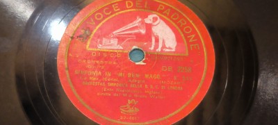 PLACA GRAMOFON / PATEFON. LA VOCE DEL PADRONE SINFONIA IN &amp;quot;MI BEM, MAGG - K 543 foto