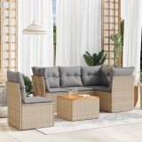 vidaXL Set canapele de grădină, 6 piese, cu perne, bej, poliratan 3255975