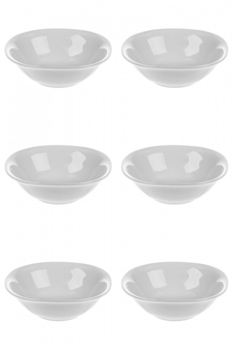 Set boluri, 6 piese, 445 ml, Portelan, Alb fildes