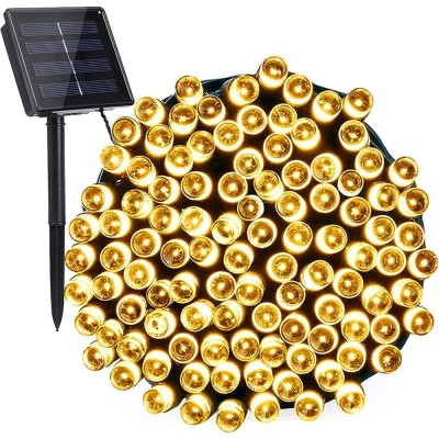 Instalatie Craciun, 32 metri, 300 de LED-uri, Alb Cald, cu energie solara, fir de cupru, liniar, interior/exterior, Flippy foto
