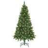 Brad Crăciun artificial pre-iluminat globuri/conuri pin 150 cm