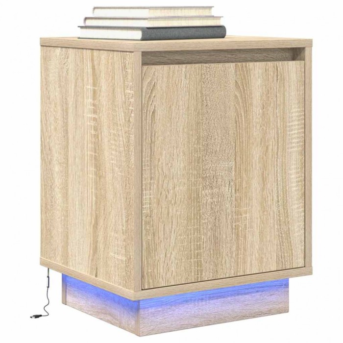 vidaXL Noptiera cu lumini LED Stejar Sonoma 38x34x50 cm 861269
