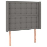 Cumpara ieftin Tablie de pat cu aripioare gri inchis 83x16x118/128 cm textil